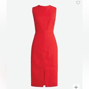 J. Crew Palermo Vintage Red High-neck sheath dress stretch linen Size 6Tall NEW